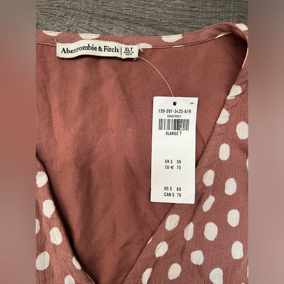 Abercrombie&Fitch Mini Dress|Color:Mauve Pink Polka Dot|Size:Juniors XL T(12-14) - Picture 5 of 16